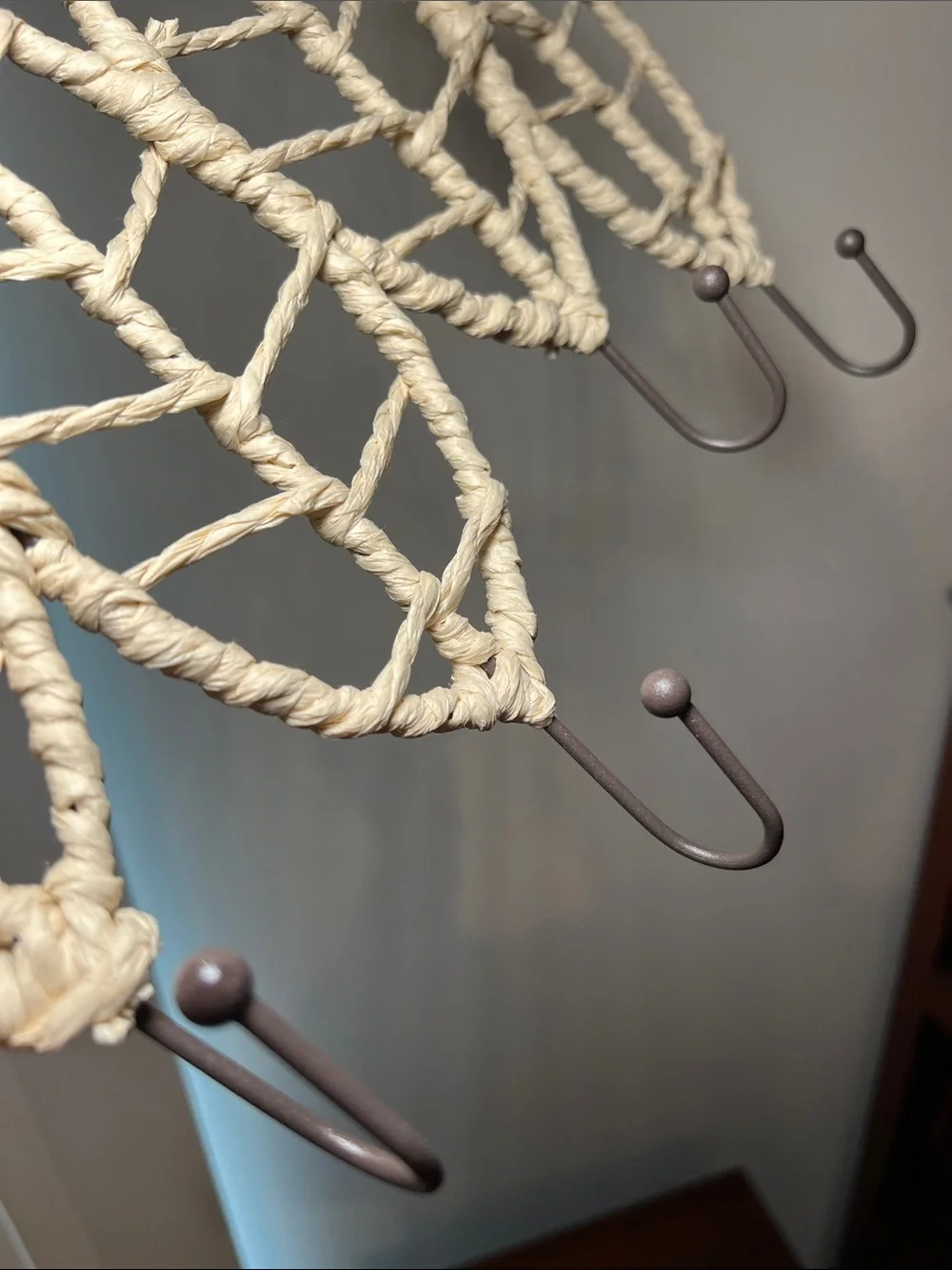 Vintage Boho Rattan Leaf Wall Hook Coat Rack